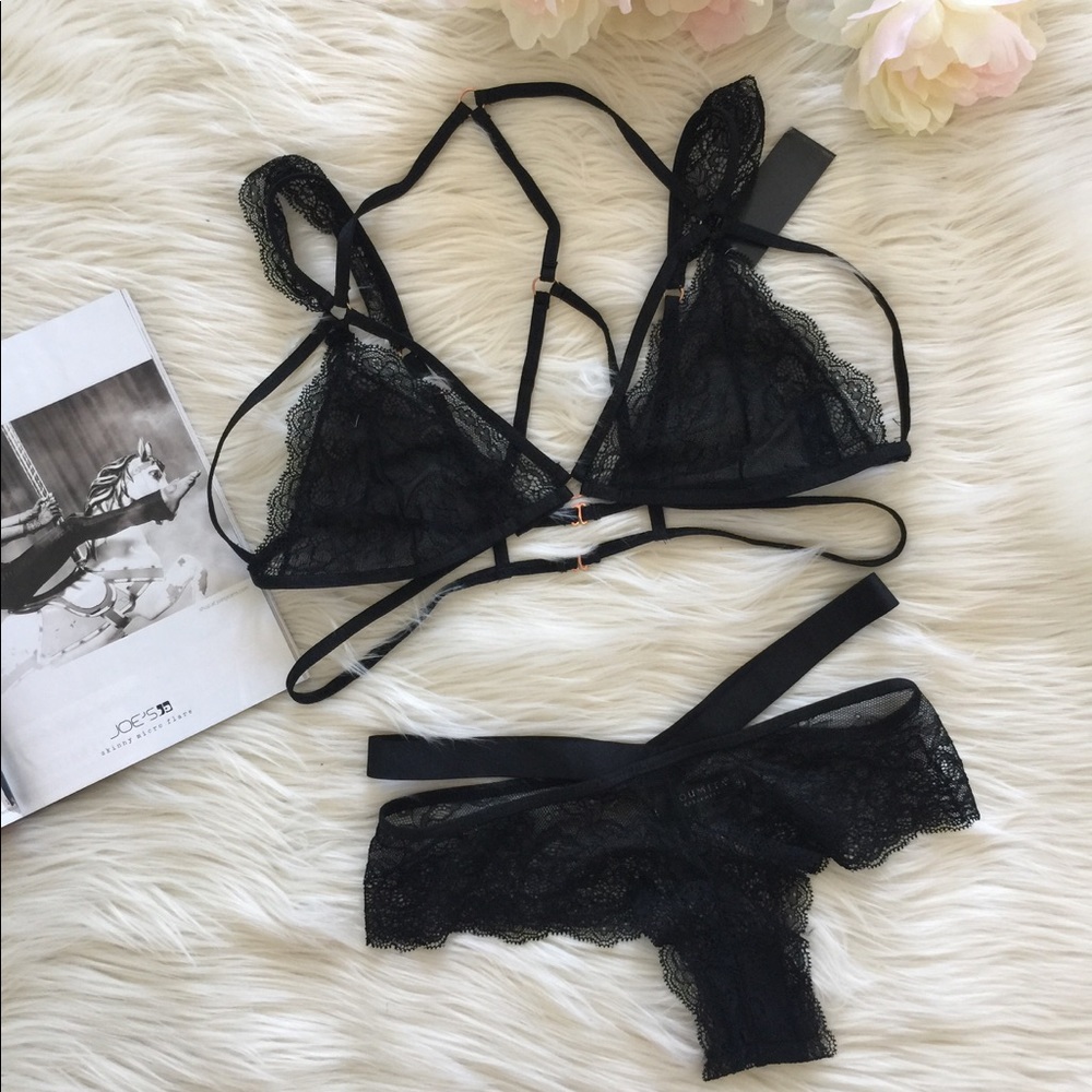 Sexy Caged Bralette & Strappy Panty Set