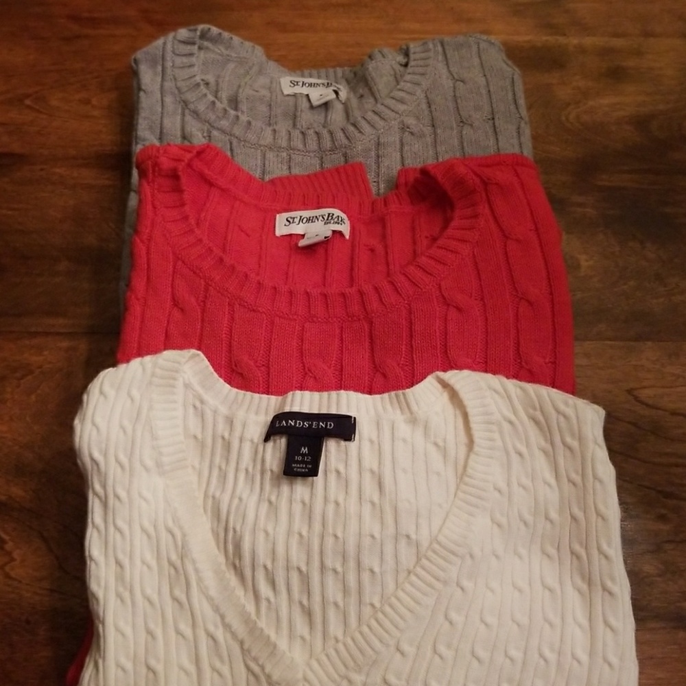❌3 Sweaters Pink & Gray & White