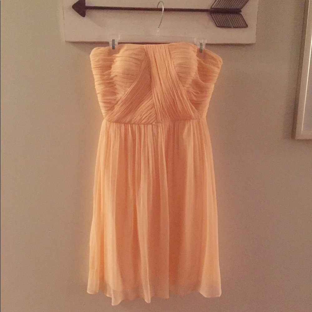 strapless peach dress