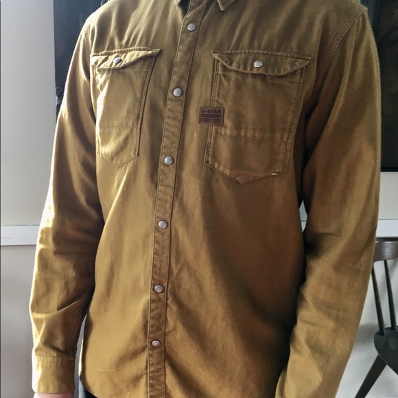 mustard denim shirt