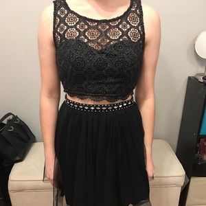 Black/Silver Two Piece Sparkly Jewel Dress