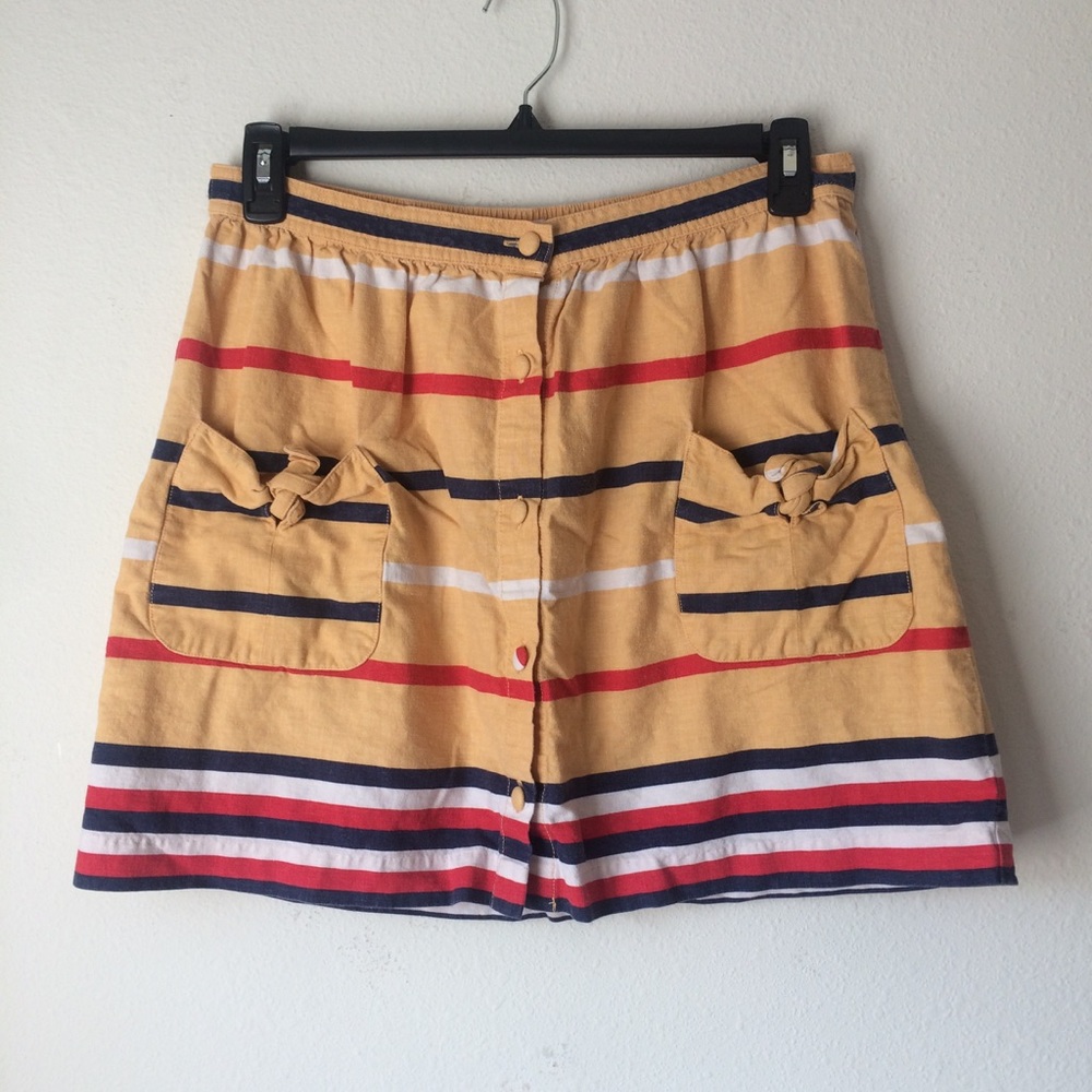 UO Button Down Striped Yellow Skirt