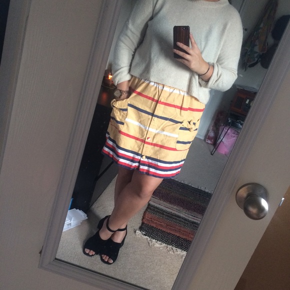 UO Button Down Striped Yellow Skirt - Picture 5 of 6