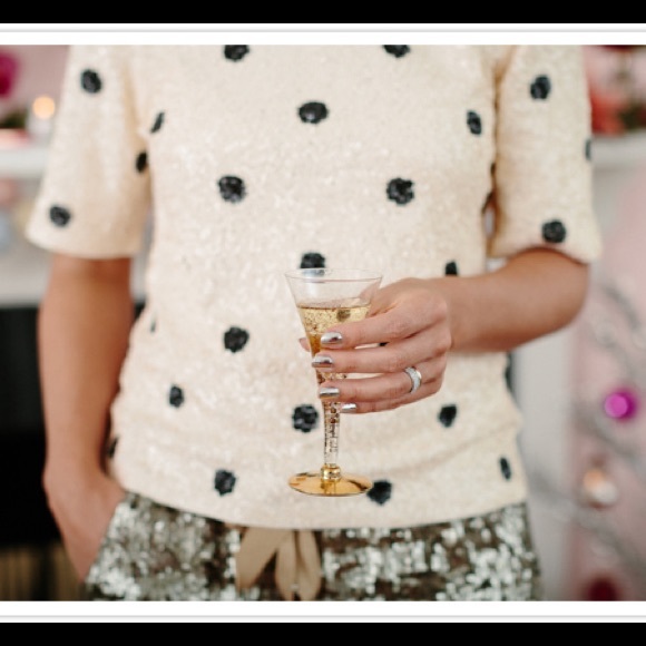 J. CREW Polka Dot Sequin Top - Picture 2 of 7