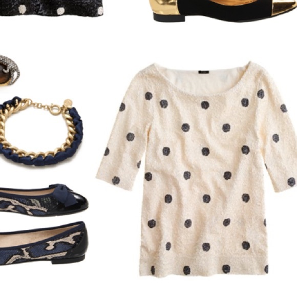 J. CREW Polka Dot Sequin Top - Picture 3 of 7