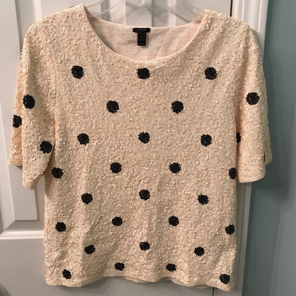 J. CREW Polka Dot Sequin Top - Picture 4 of 7