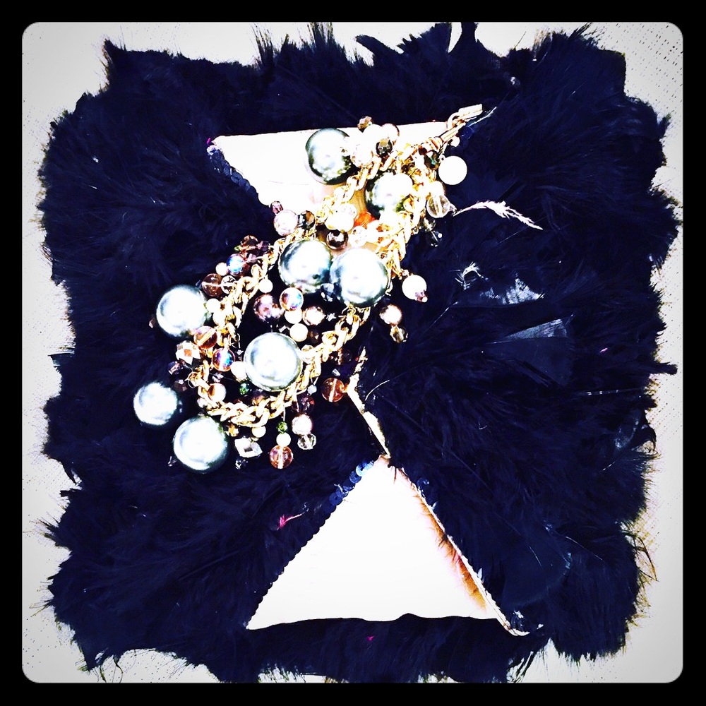 White and black envelope clutch