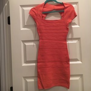 Guess coral bandage mini dress