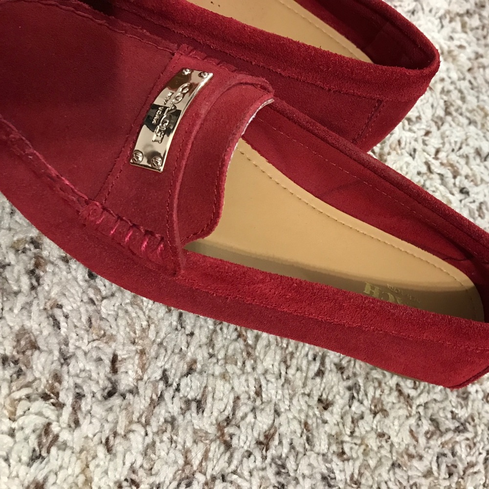 NWOT RED SUEDE COACH LOAFERS
