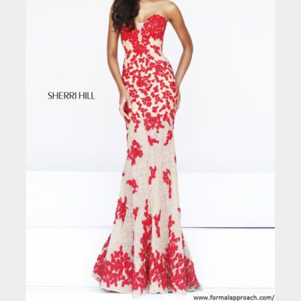 Sherri Hill Red Strapless Pageant/Prom Dress