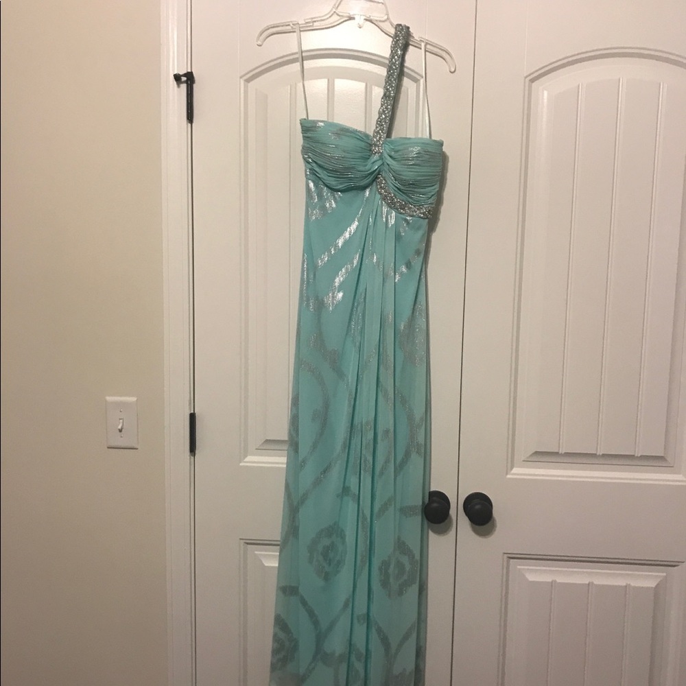 Light Blue One Shoulder Prom Dress from Cache