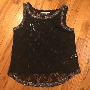 Lace black embellished Jennifer Lopez top