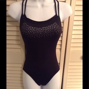 Adult Small Motionwear Black Leotard w/Crystals