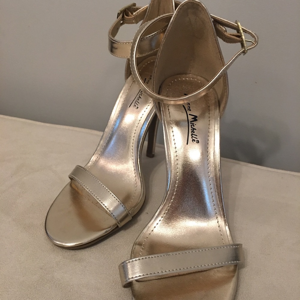 Gold Heels with Ankle Strap (WORN ONCE)