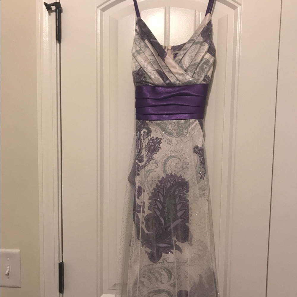 White and Purple Paisley Homecoming Dress