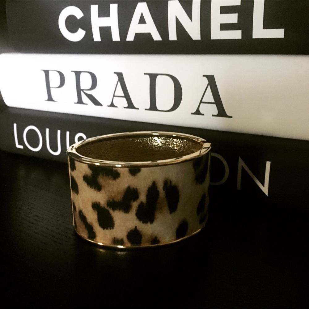 Velvet Leopard Patterned Hinge Bracelet
