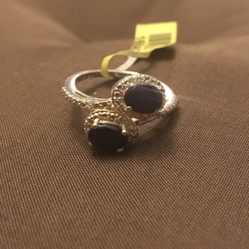 New sterling silver double black ring