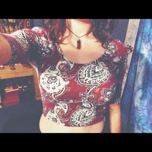 Maroon paisley crop top