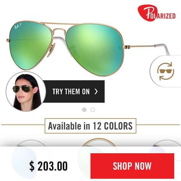 Ray-Ban Green Flash Polarized Aviator Sunglasses