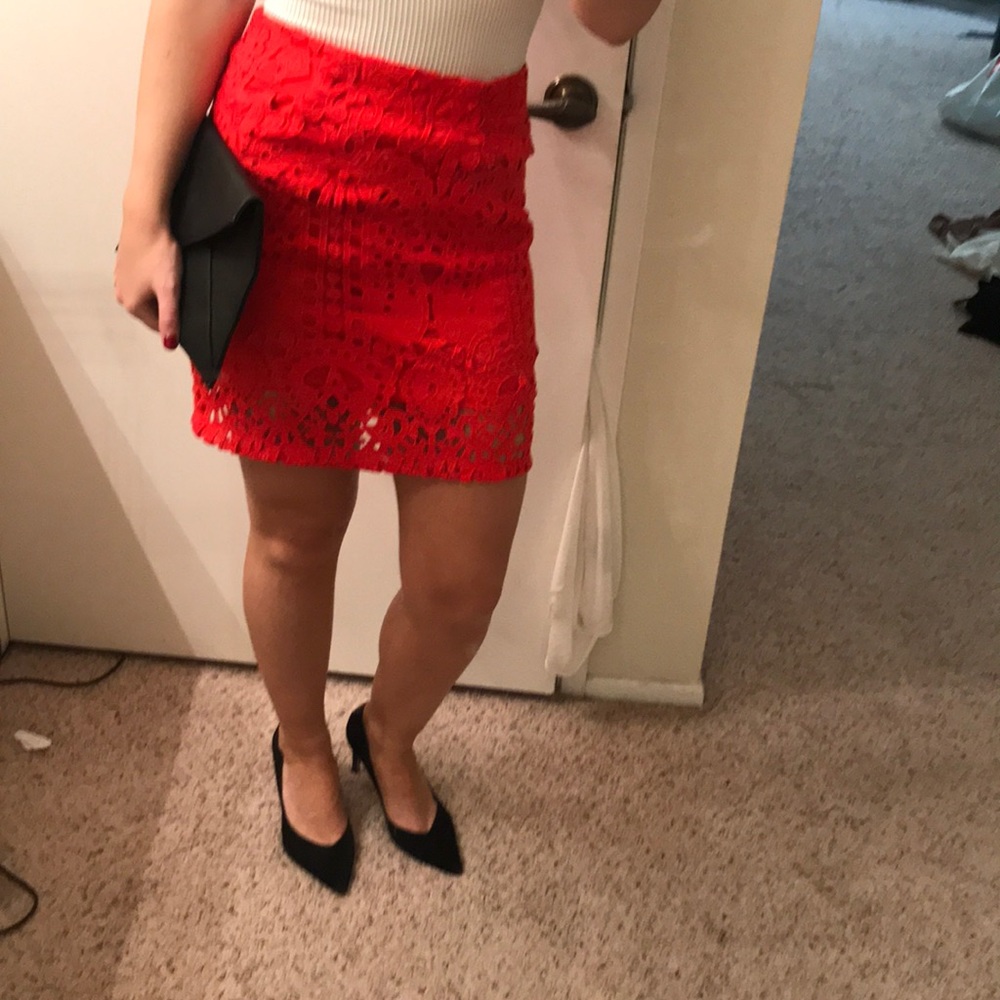 Bright red, cotton lace mini