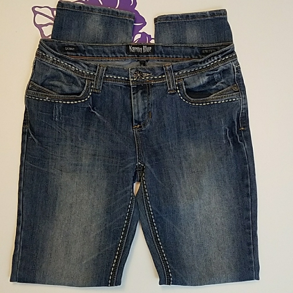 Urban Outfitters Karma Blue skinny jeans.     0023