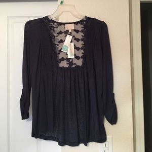 Super soft navy blue sweater with lace Super soft navy blue sweater with lace