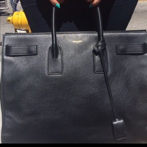 SAINT LAURENT LARGE SAC DE JOUR BAG  BLACK LEATHER
