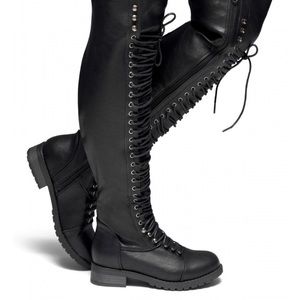 Thigh high combat boots