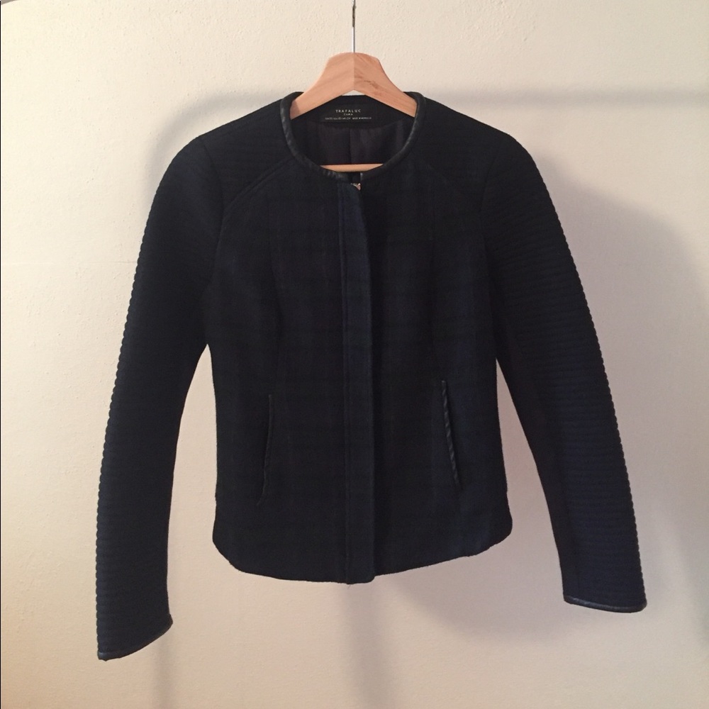 Zara Trafaluc wool tartan plaid jacket