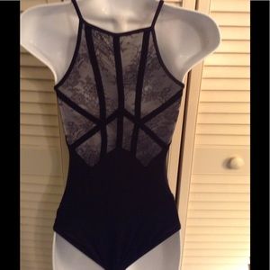 Adult Petite/XS Bloch Lace detail halter leotard