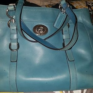 Coach leather blue purse