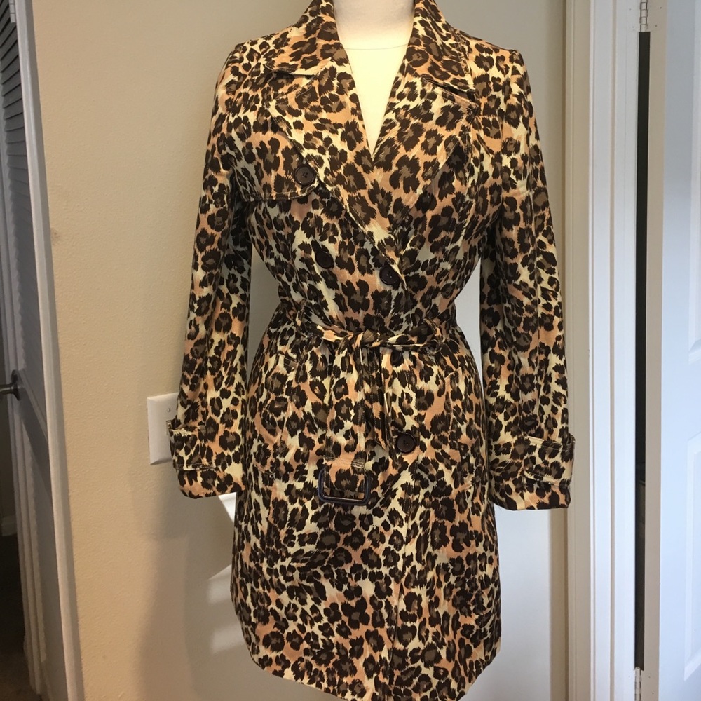 Leopard Print Lined Trench Coat