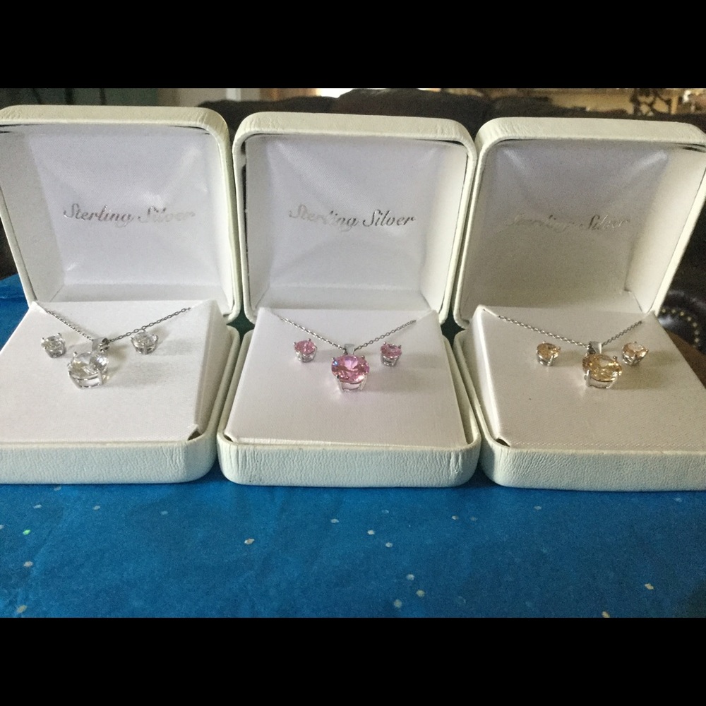 Three sterling/ CZ jewelry sets