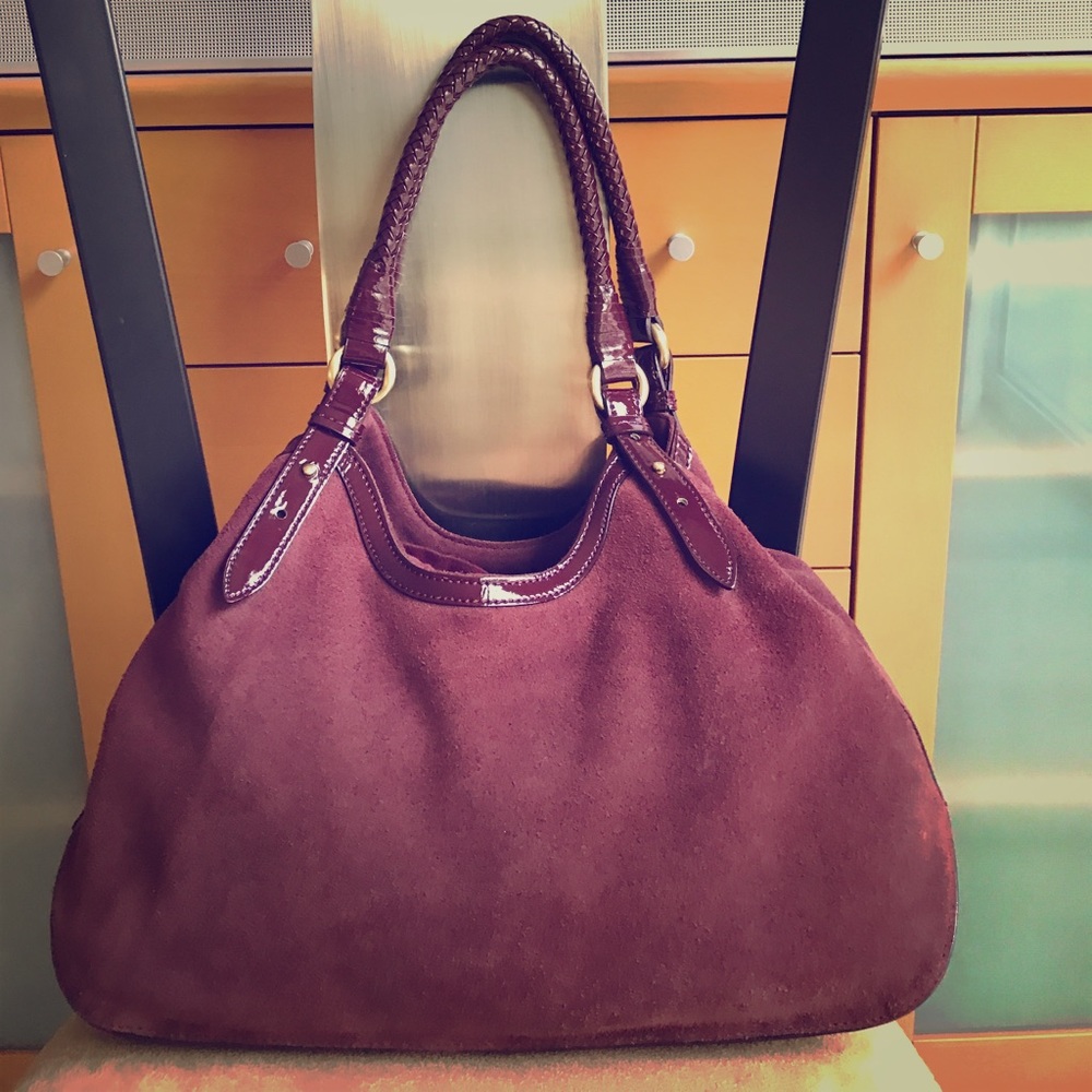 Cole Haan Burgundy Suede Hobo Bag
