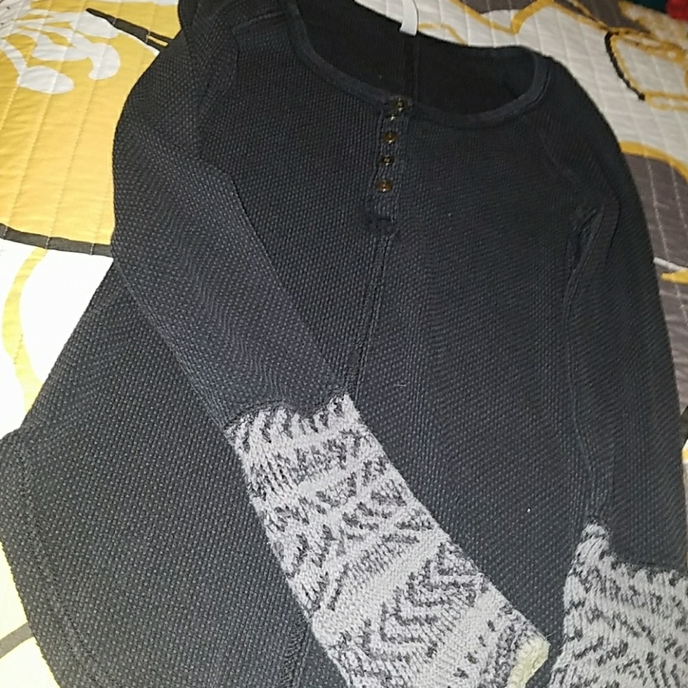 Free people Henley black and gray Small