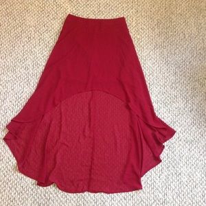 F21 Red Burgundy High Low Skirt size Small F21 Red Burgundy High Low Skirt size Small
