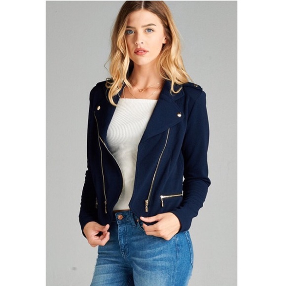 ‼️LAST ONE‼️Moto Jacket in Navy - Picture 3 of 7