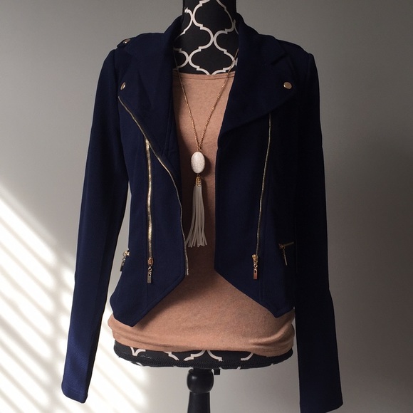 ‼️LAST ONE‼️Moto Jacket in Navy - Picture 4 of 7