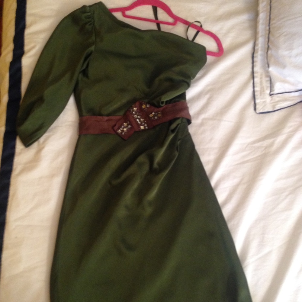 Green Satin dress from BCBG