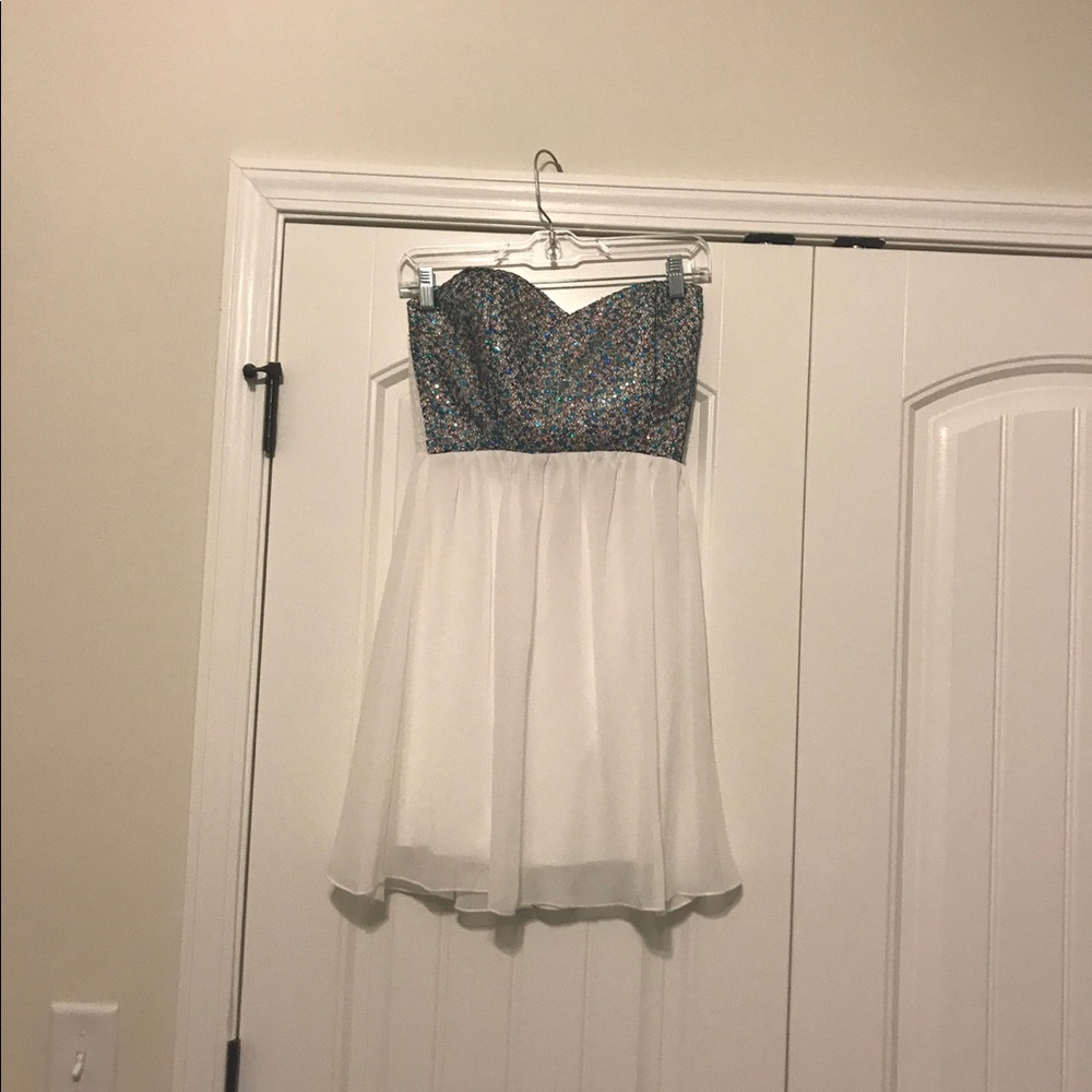 White Strapless Dress with Sparkly Bust