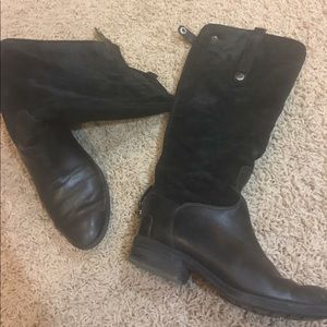 Black Sam Edelman riding boots with suede upper