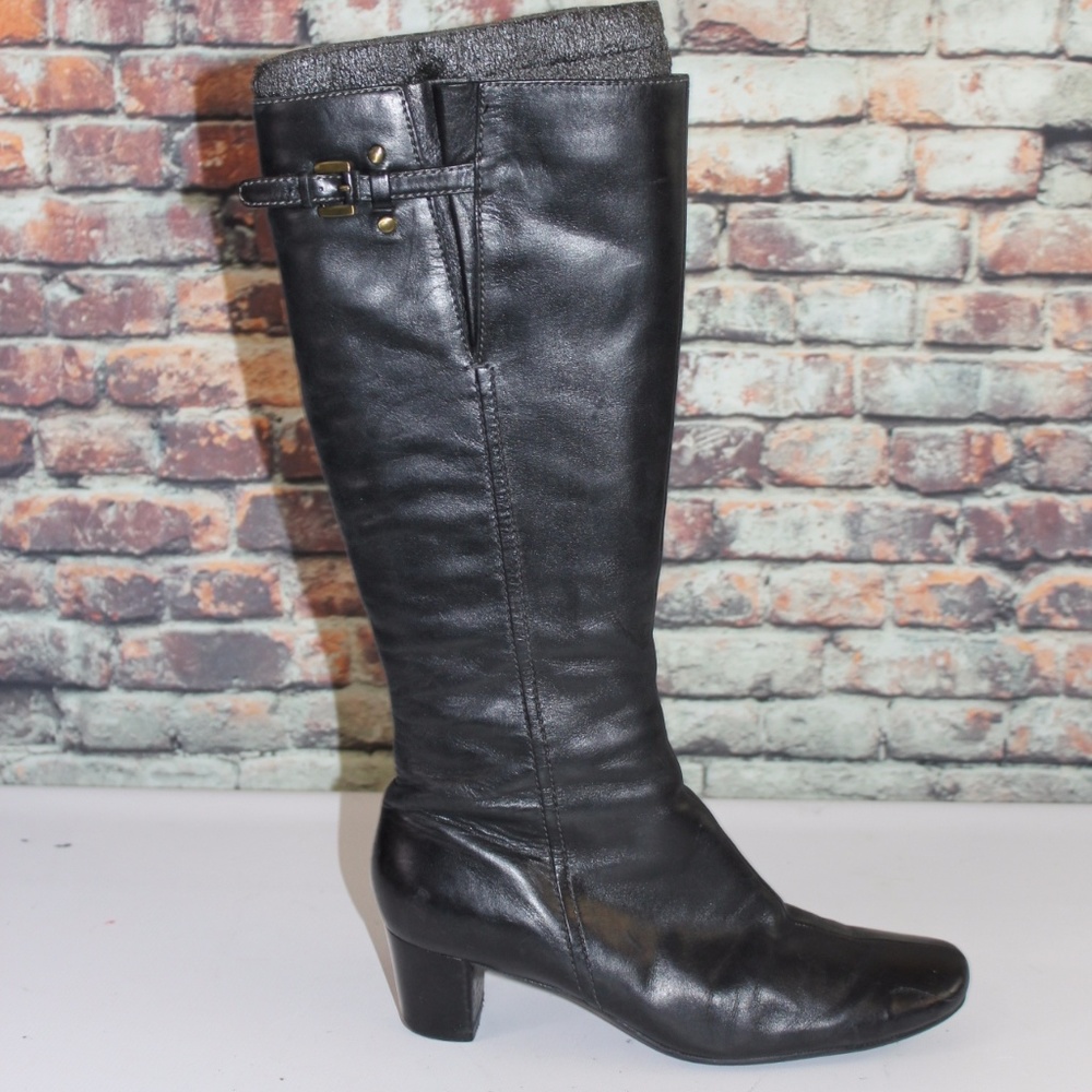 ECCO Black Leather Mid-Calf Boots