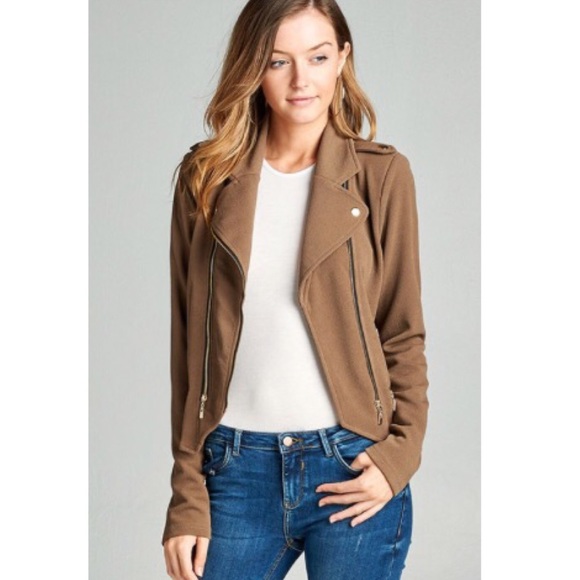 🎉Host Pick🎉Moto Jacket in Mocha - Picture 2 of 7
