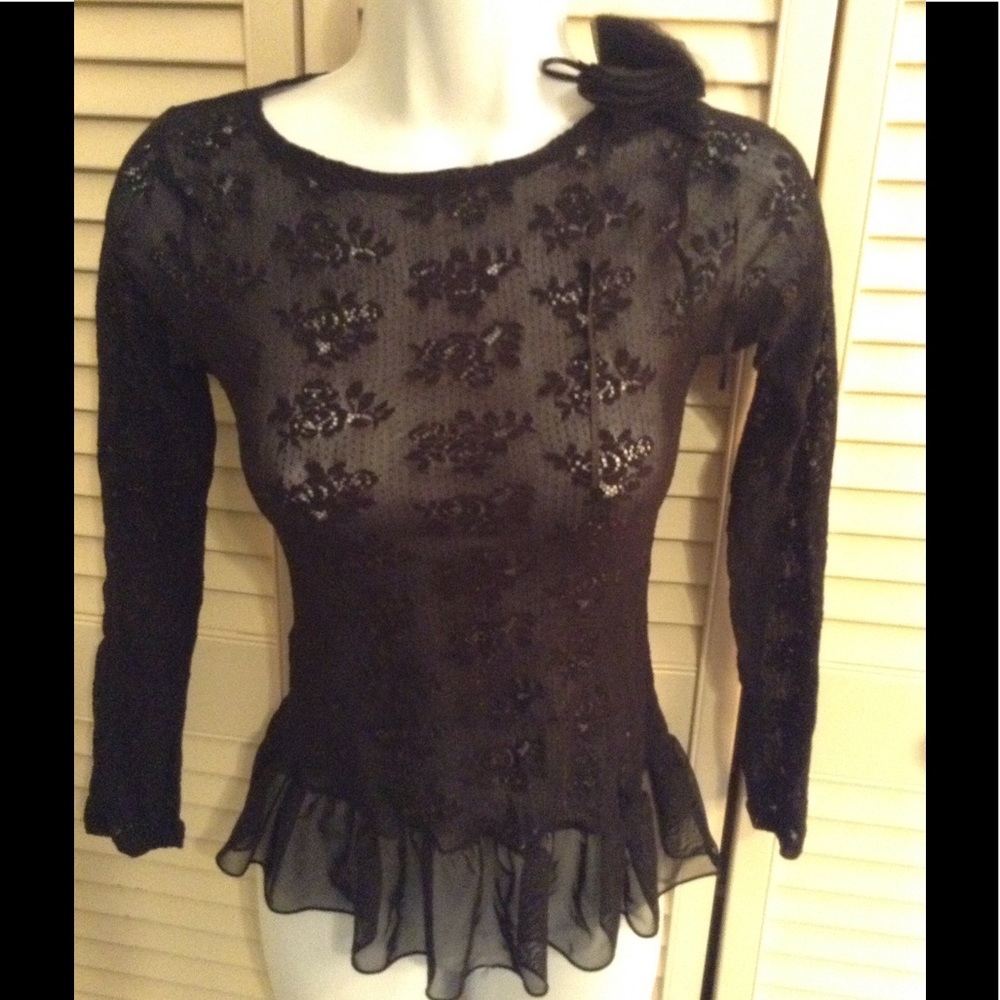 Body Wrappers black lace dance over shirt top tee