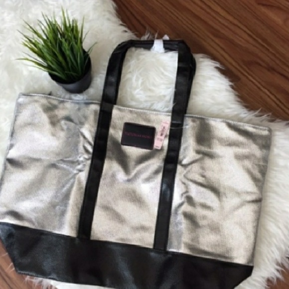 VS Silver and Black Tote 💋 - Picture 1 of 3