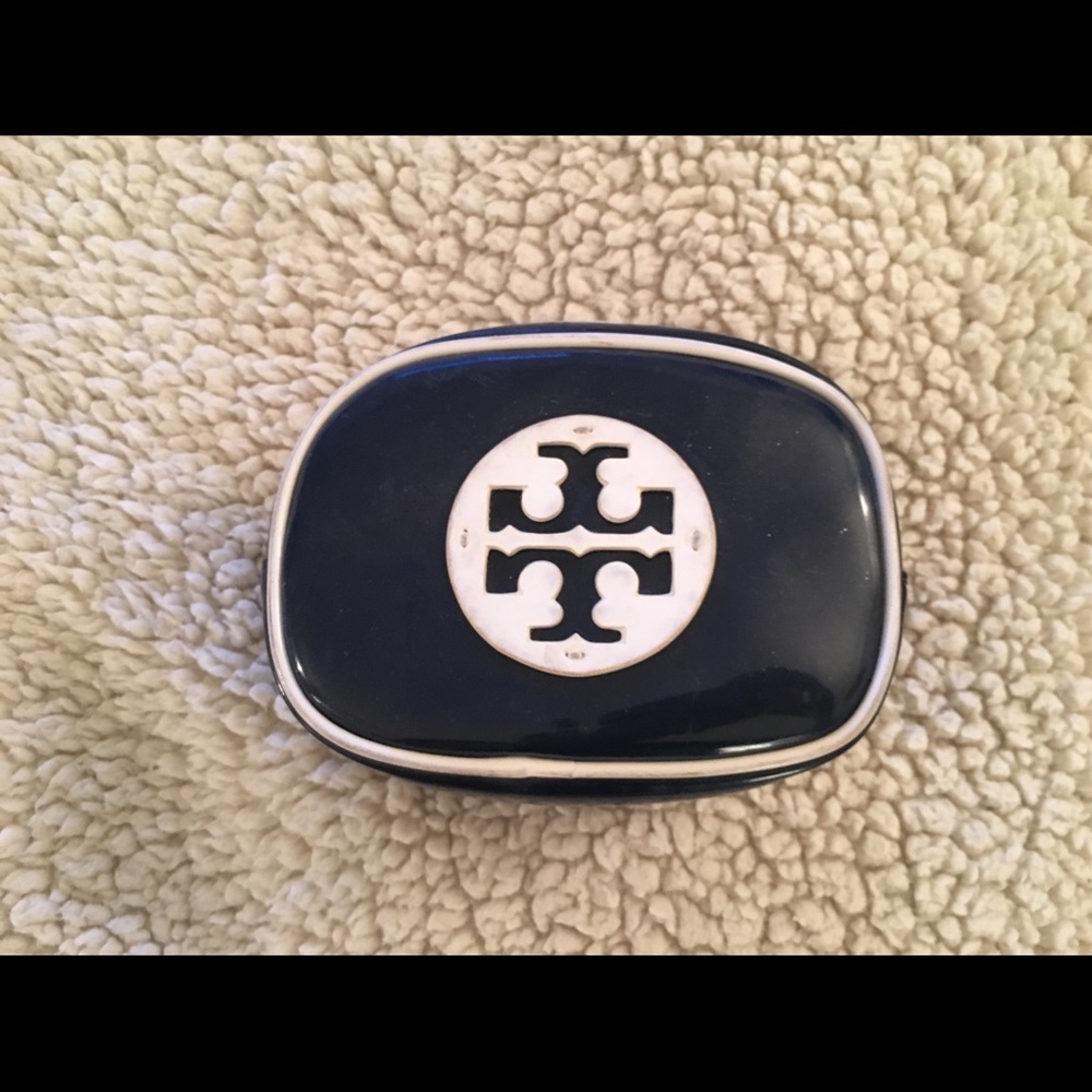 Navy Patent Tory Burch small makeup bag