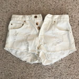 White jean shorts