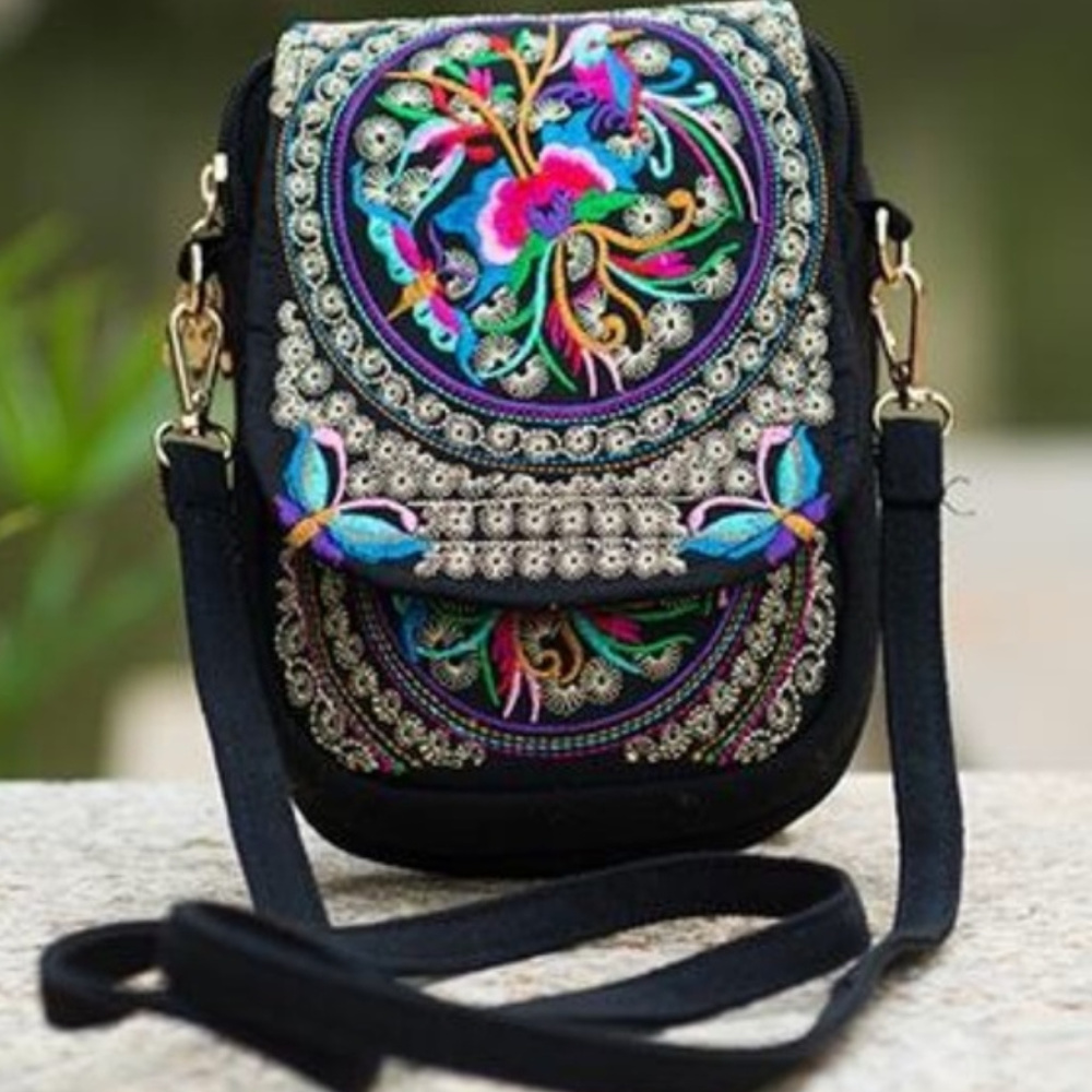 Small Vintage Boho Embroidery Crossbody Handbag