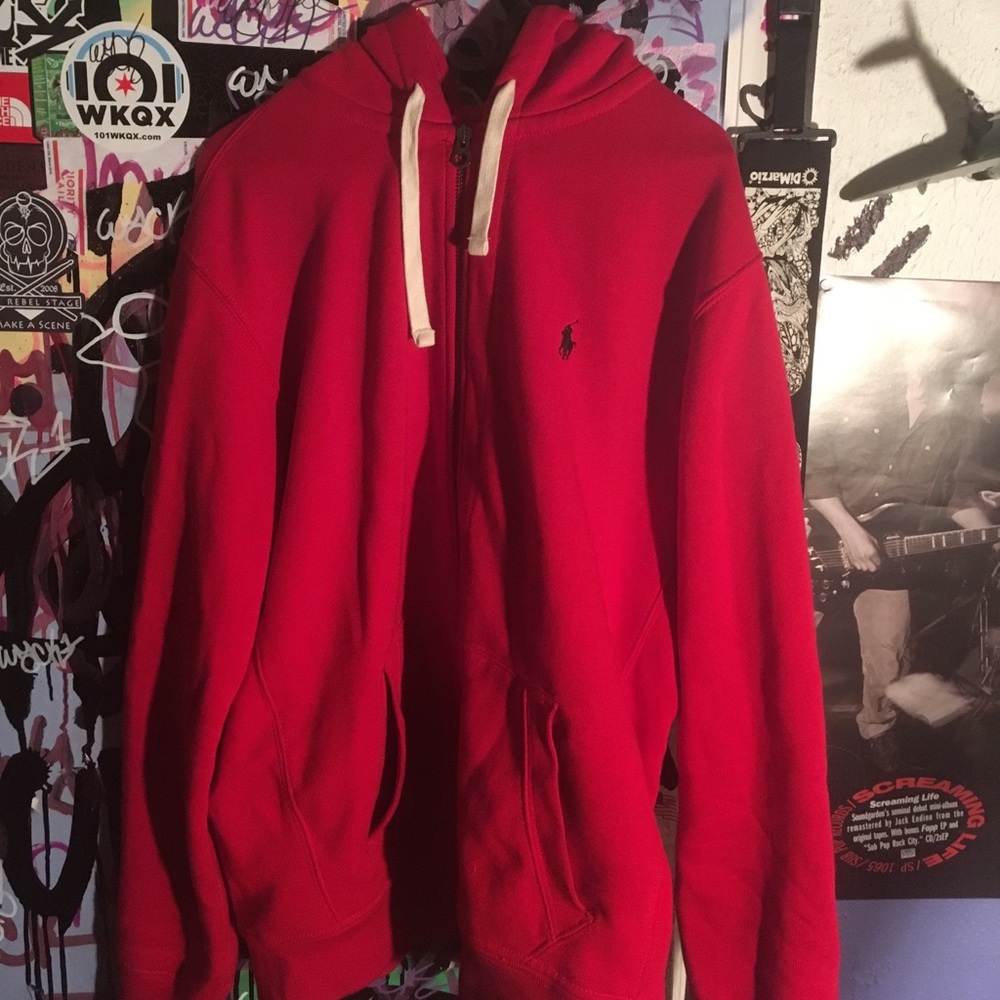 Polo zip up hoodie.