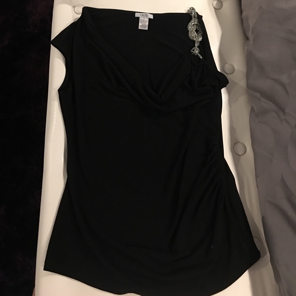 Cache Black Draped Top With Silver Hardware - image 1